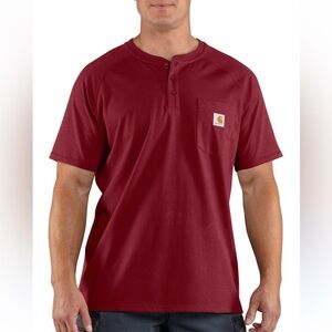 New! Carhartt Men's Burgundy Short Sleeve Henley